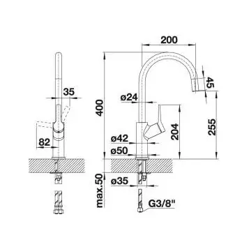 Смеситель для кухни Blanco Carena (детальная фотография), для кухни