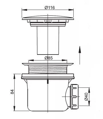 Сифон для душевого поддона Alcaplast металл lux A49K (детальная фотография), в наличии