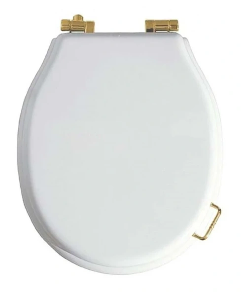 Крышка-сидение с микролифтом Boheme Vogue белая/бронза 906-W-BR (детальная фотография)