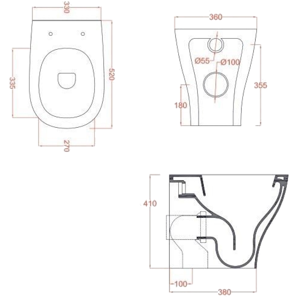 Схема (детальная фотография), с вертикальным выпуском в пол, с горизонтальным, прямым выпуском, с прямым выпуском
