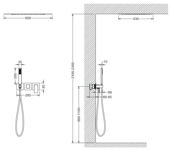 Душевой комплект Timo Selene черный SX-2129/03SM (детальная фотография), комплекты