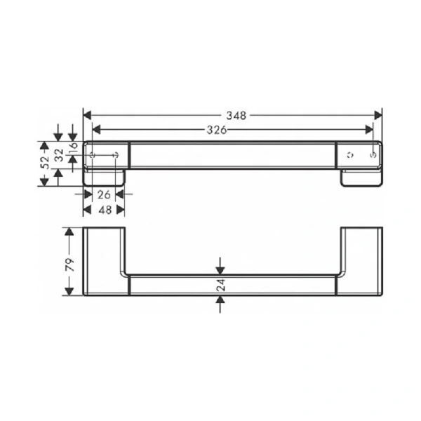 Поручень для ванной Hansgrohe AddStoris шлифованный черный хром 41744340 (детальная фотография), современные, hi-tech