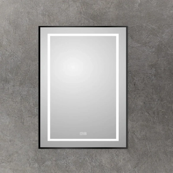 Зеркало с подсветкой BelBagno Kraft 50 см черное SPC-KRAFT-500-800-LED-TCH-WARM-NERO (детальная фотография), в раме
