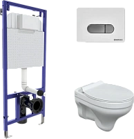 Унитаз с инсталляцией BERGES кнопка белая/хром глянец