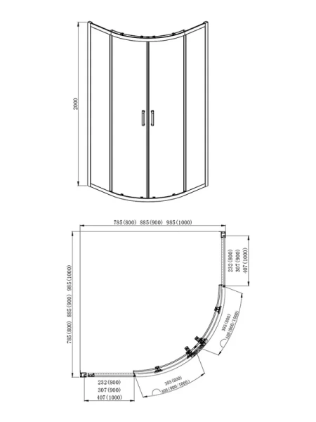 Душевой уголок Акватек 90x90 см профиль оружейная сталь AQ ARI RO 09020GM (детальная фотография), недорогие, стеклянные, угловые, без поддона
