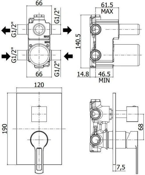 Смеситель для душа Paffoni Ringo хром RIN019CR/M (детальная фотография), для душа