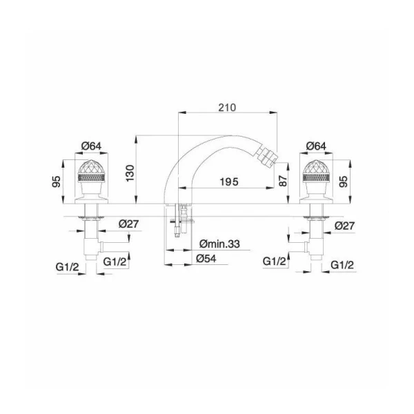 Смеситель для биде Migliore Axo Swarovski золото 18504 (детальная фотография), для биде