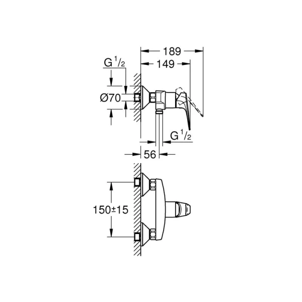 Смеситель для душа Grohe BauFlow 23632000 (детальная фотография), для душа