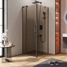 Душевой уголок Cezares Slider 80х80 см стекло бронзовое профиль черный
