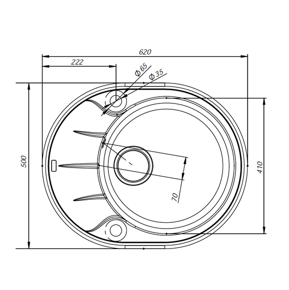 Мойка для кухни IDDIS Kitchen G 62 см сафари K09S621i87 (детальная фотография), из искусственного гранита