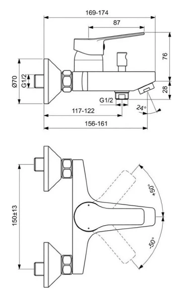 Смеситель для ванны Ideal Standard Entella однорычажный BC236AA (детальная фотография), для ванны