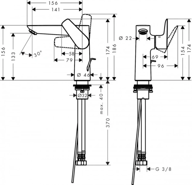 Смеситель для раковины Hansgrohe Talis E шлифованная бронза 71754140 (детальная фотография), для раковины