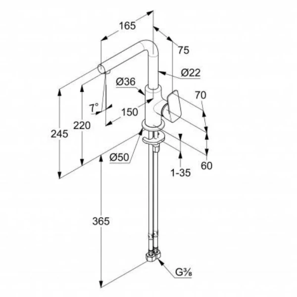 Смеситель для раковины Kludi Pure&Style черный матовый 400243975 (детальная фотография), для раковины