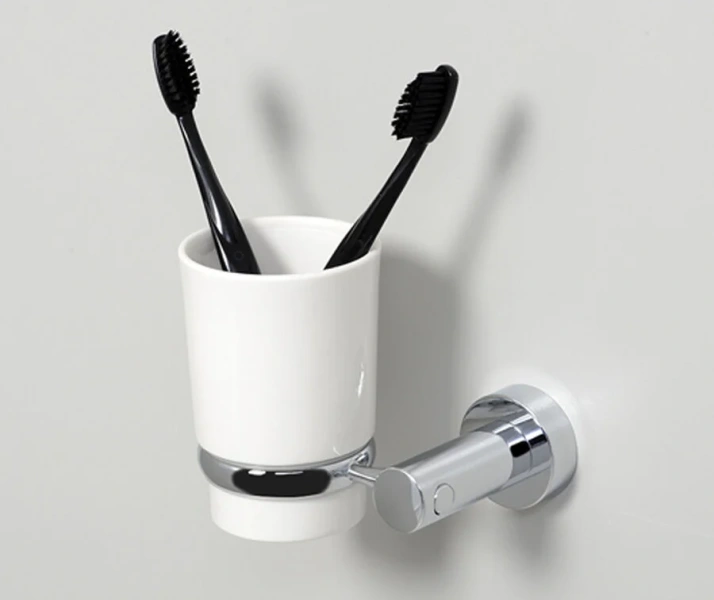 Стакан для ванной WasserKRAFT одинарный K-28228 (детальная фотография), хром, белые, комбинированные