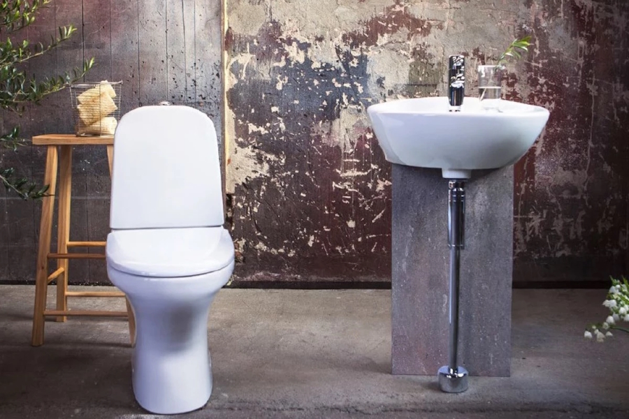 Унитаз компакт Gustavsberg Estetic 8300 безободковый белый, крепление на силикон GB1183002R1231G (детальная фотография), с бачком