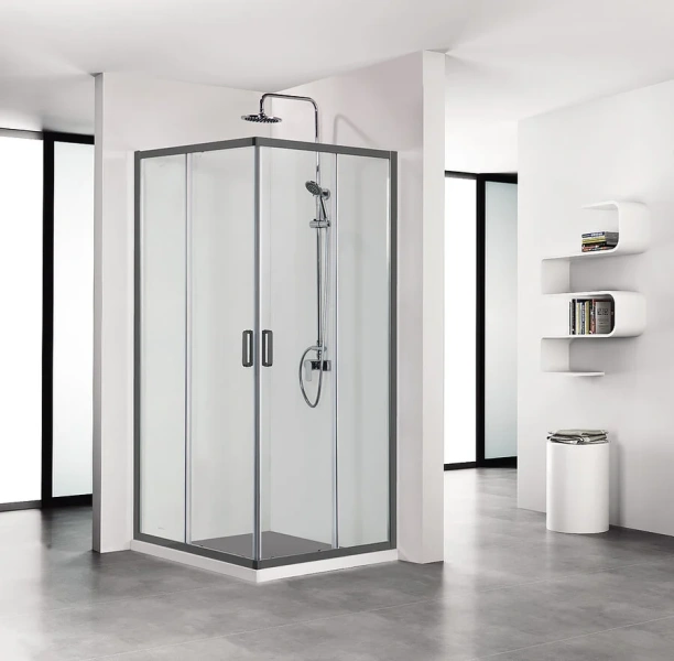 Душевой уголок Акватек 100x100 см профиль черный матовый AQ ARI KV 10020BL (детальная фотография)