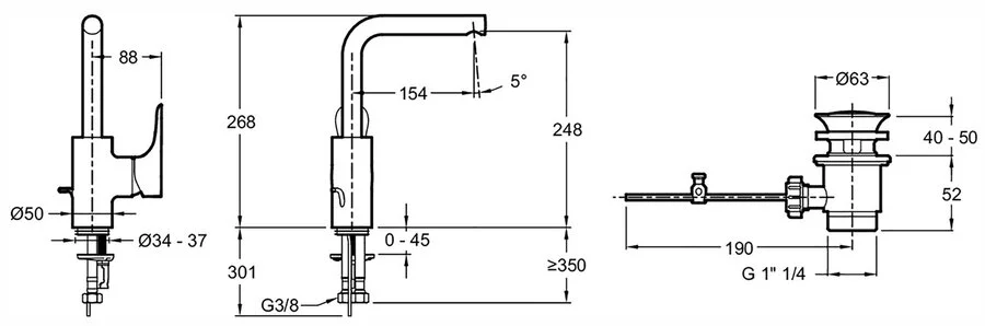 Смеситель для раковины Jacob Delafon Villette хром E23719-CP (детальная фотография), для раковины