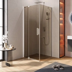 Душевой уголок Cezares Slider 80х80 см стекло бронзовое профиль хром