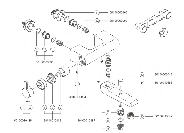 Смеситель для ванны Keuco Elegance 51620 010100 (детальная фотография), современные, hi-tech