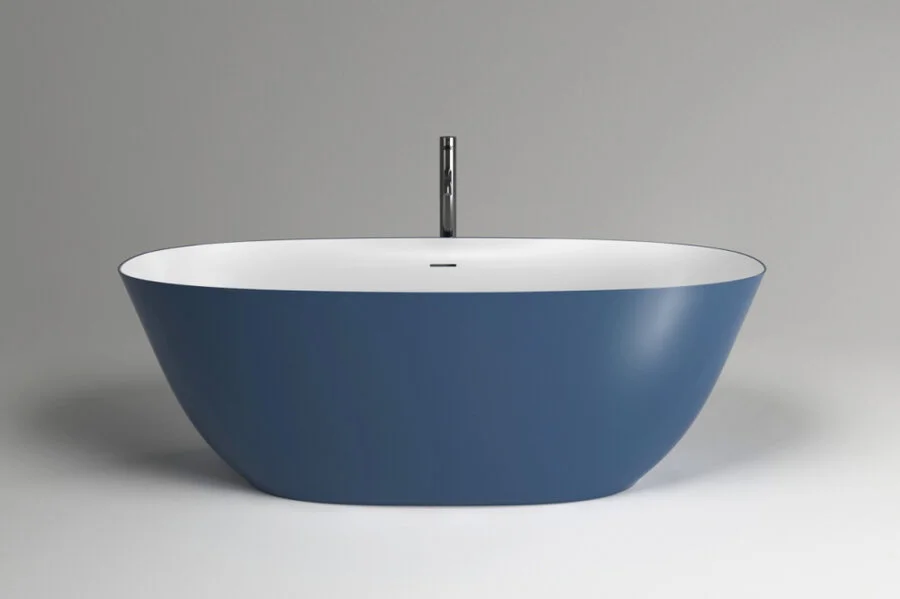Ванна из искусственного камня Plumberia Selection Veloma, 160 х 70 см, матовый белый/blu denim, Veloma 160BD (детальная фотография), 160x70 см