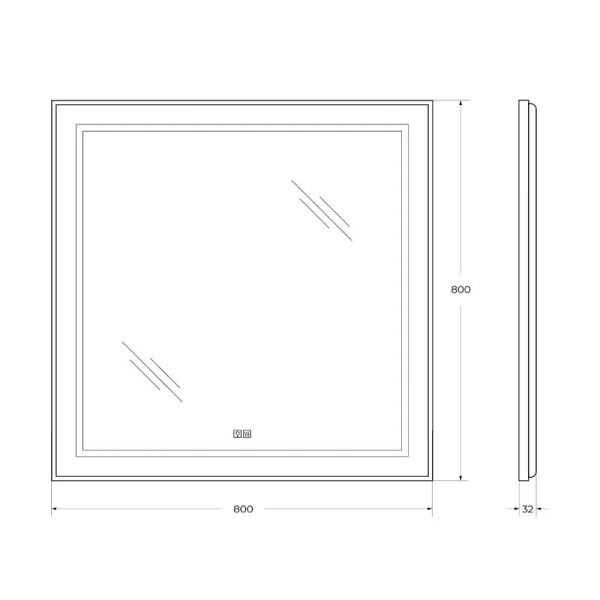 Зеркало с подсветкой BelBagno Kraft 80 см сатин SPC-KRAFT-800-800-LED-TCH-WARM (детальная фотография), в наличии