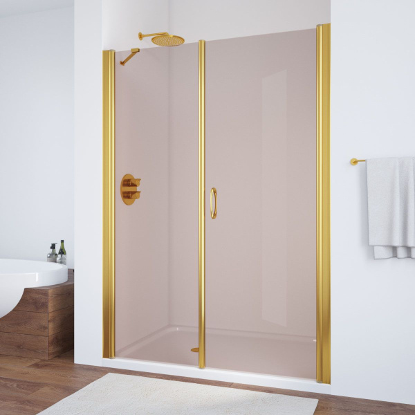 Душевая дверь профиль золотой стекло бронза Vegas-glass EP-F-2 100 09 05 R (детальная фотография)