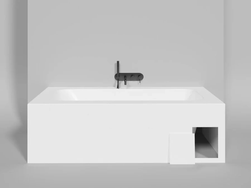 Ванна из искусственного камня Salini Orlando Vasta Kit 190x100 см S-Sense белая глянцевая 102114G (детальная фотография), белые