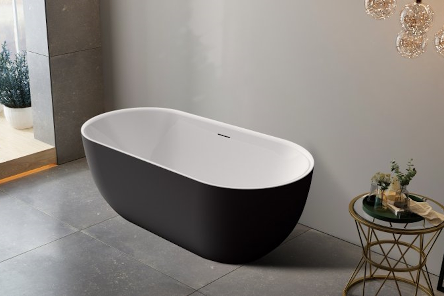 Ванна акриловая BelBagno 170х80 см белый глянец/чёрная матовая BB70-1700-800-W/NM (детальная фотография), современныe, hi-tech