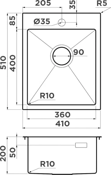 Мойка для кухни Omoikiri Akisame 41-GB 41 см графит 4997011 (детальная фотография), врезные