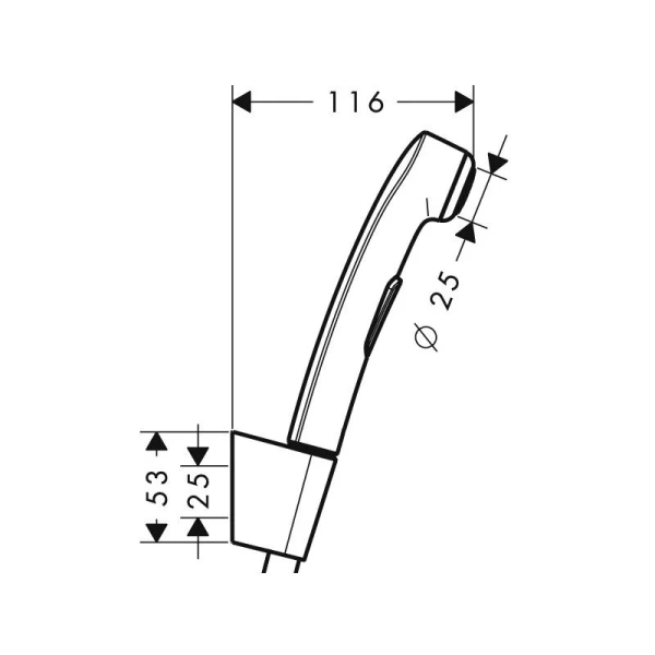 Гигиеническая лейка с держателем Hansgrohe хром 96907000 (детальная фотография), с лейкой
