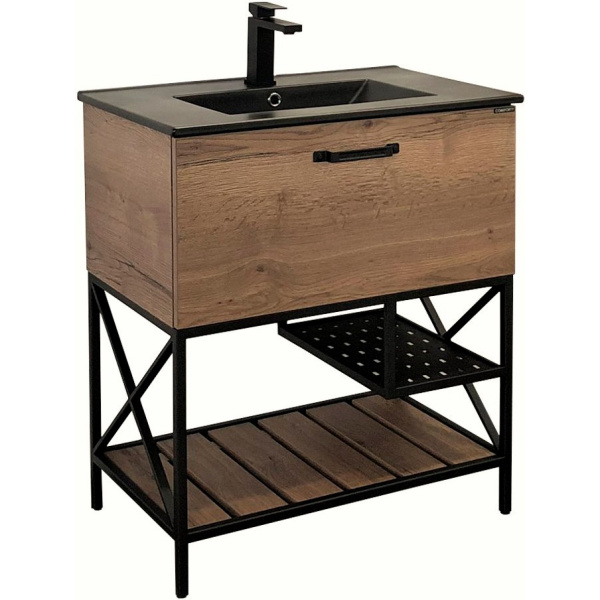 Тумба с раковиной напольная Comforty Бредфорд 75 см дуб темный 00004149064CF (детальная фотография)
