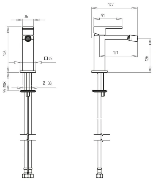 Смеситель для биде Migliore Kvant 2539 плоский излив (детальная фотография), для биде