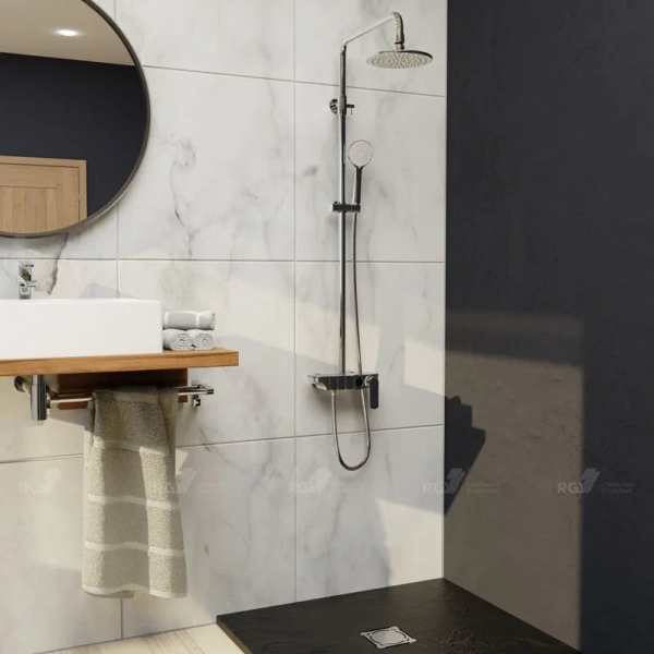 Душевая стойка RGW Shower Panels SP-33 хром 51140133-01 (детальная фотография), с тропическим душем