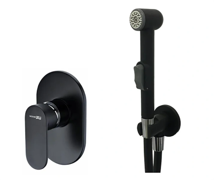 Гигиенический душ со смесителем WasserKRAFT Elbe черный A117451 (детальная фотография)