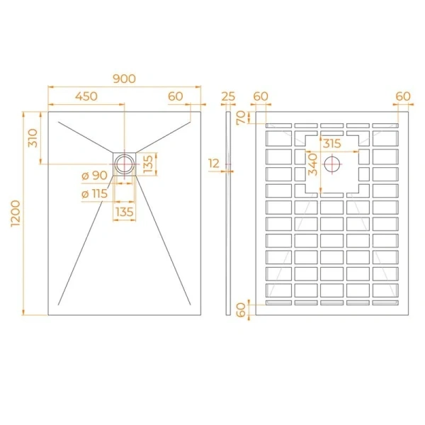 Душевой поддон RGW Stone Tray-W 120x90 см белый 14152912-01-11 (детальная фотография), низкие до 15 см