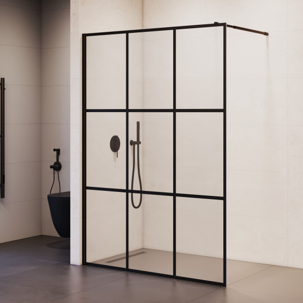 Душевая перегородка RGW Walk In WA-111B 120 см профиль черный 411011112-84 (детальная фотография), современные, hi-tech