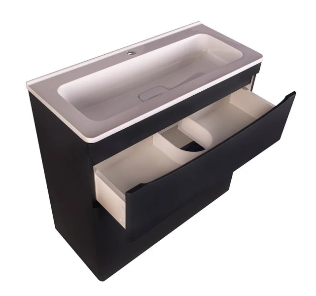 Тумба под раковину напольная Style Line Бергамо 90 см черная СС-00002363 (детальная фотография), в наличии