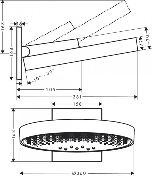 Верхний душ Hansgrohe Rainfinity хром 26234000 (детальная фотография), верхние души