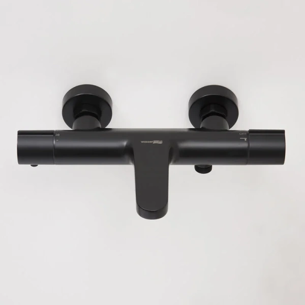 Смеситель для ванны WasserKRAFT Elbe черный матовый 7411 Thermo (детальная фотография), черные