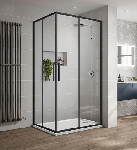 Душевой уголок Vincea Slim-U 100х80 см профиль черный - фото 2