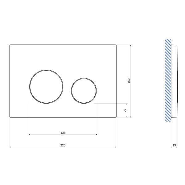 Схема (детальная фотография), слив эконом-стандарт с двумя клавишами