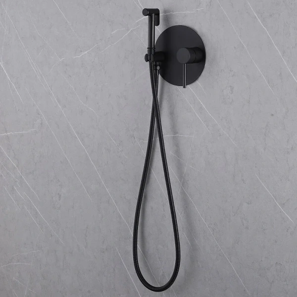 Гигиенический душ со смесителем Abber Emotion черный матовый AF8826B (детальная фотография), современные, hi-tech
