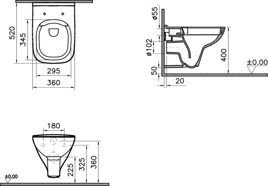 Унитаз с инсталляцией VitrA S20 безободковый 9004B003-7207 (детальная фотография) index_2