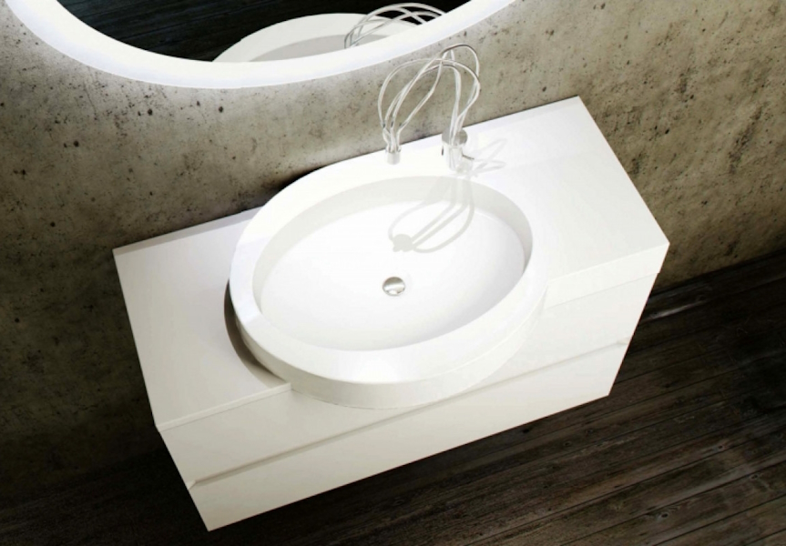 Раковина-топ, La Beaute ALLIER, белая 100см TA01 (детальная фотография), накладные (на столешницу)