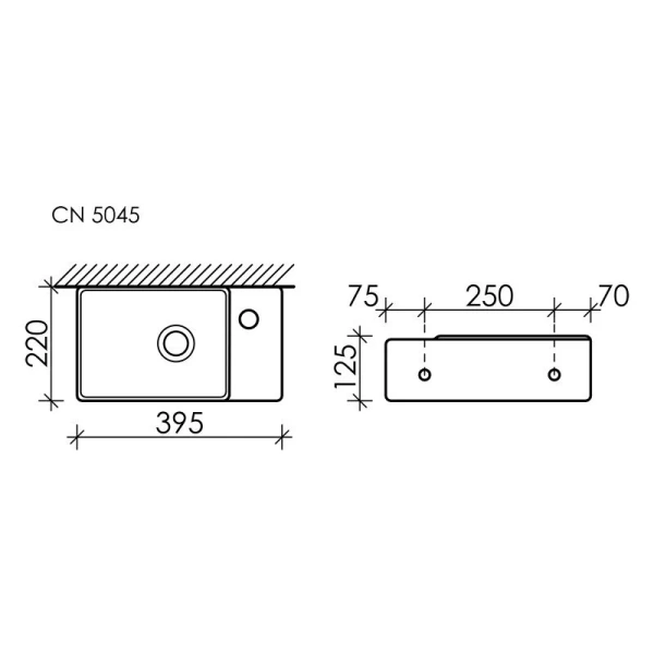 Раковина Ceramica Nova Element CN504 40 см подвесная (детальная фотография), современные, hi-tech