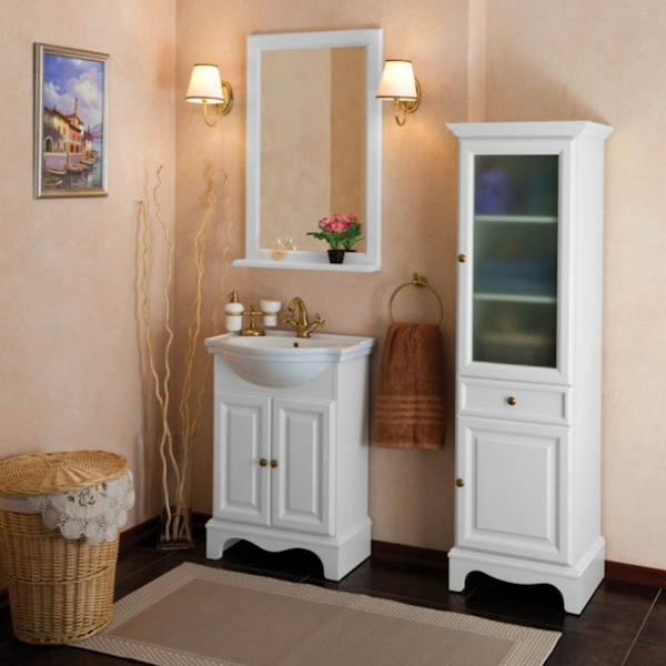 Пенал для ванной, петли справа, цвет белый матовый, фурнитура бронза, La Beaute Michel CMI.Dx.LBO.O.BR (детальная фотография), по запросу