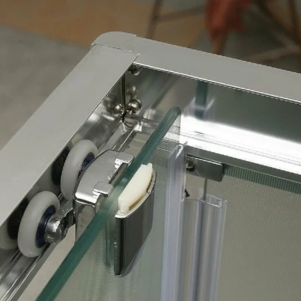 Душевой уголок BelBagno Uno-195 100х100 см стекло шиншилла UNO-195-R-2-100-CH-CR (детальная фотография), 100х100