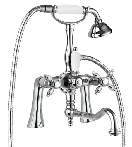 Смеситель для ванны Cezares Nostalgia хром, ручка белая - фото 1