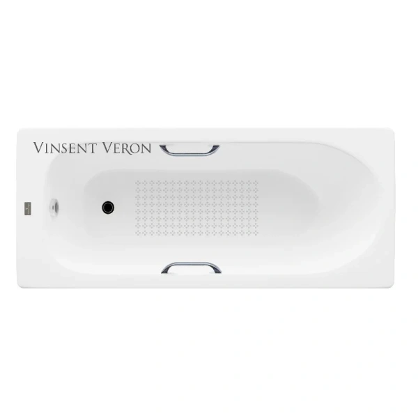 Чугунная ванна Vinsent Veron Soissons VCN1707042H/VH0012CH-AS, 170 x 70 см, с антискользящим покрытием, ручки хром, цвет белый (детальная фотография)