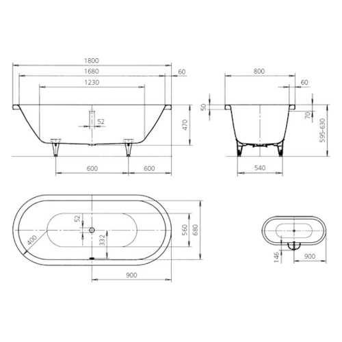 Ванна с противоскользящим покрытием antislip Kaldewei Avantgarde 282830000001 (детальная фотография) index_1